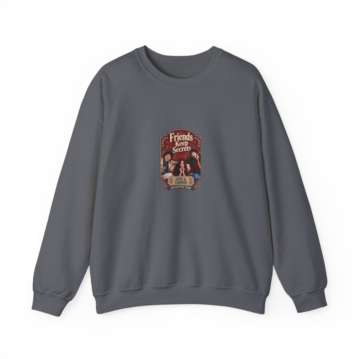 Friends Keep Secrets "Live & Candid." Crewneck - alternate angle 5, merchandise