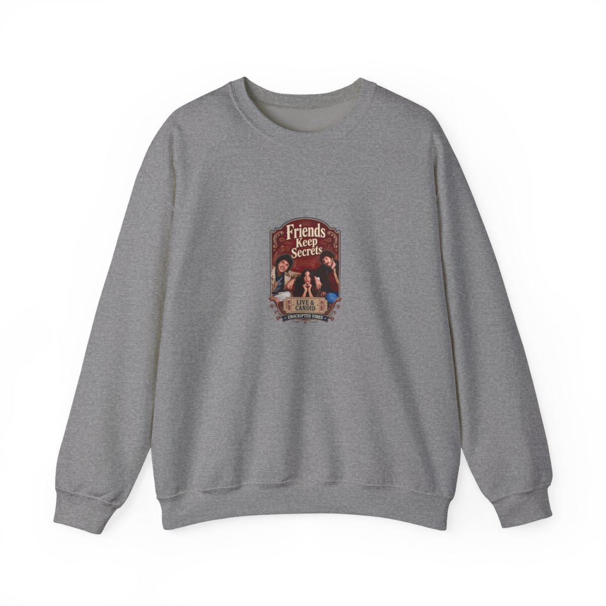 Friends Keep Secrets "Live & Candid." Crewneck - alternate angle 4, merchandise