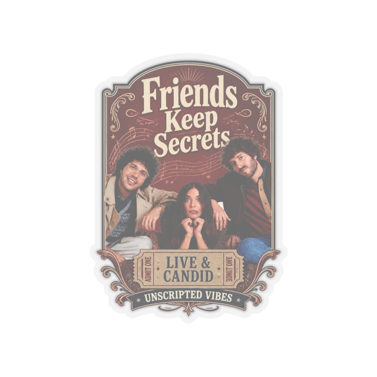 Friends Keep Secrets "Live & Candid." Sticker